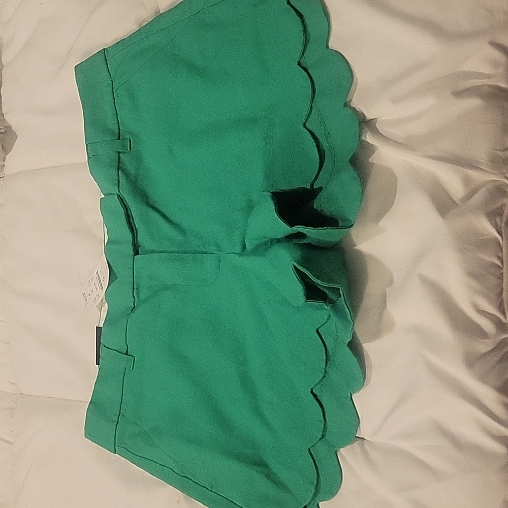 JCrew Green Shorts with Scallop Bottom